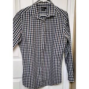 Bar III Men’s Gingham Plaid Button‑Down Shirt Long Sleeve Size 16" / 33"